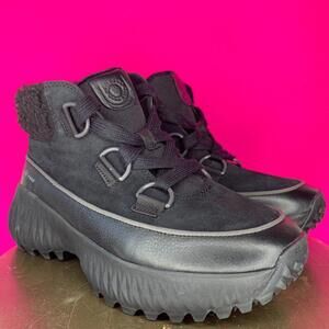 Cole Haan Flurry Waterproof Black Leather Lace-Up Hiker Boots US 7.5